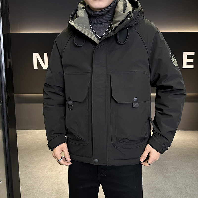 国标鸭绒冲锋衣羽绒服男士冬季新款高级感时尚百搭潮流工装款外套