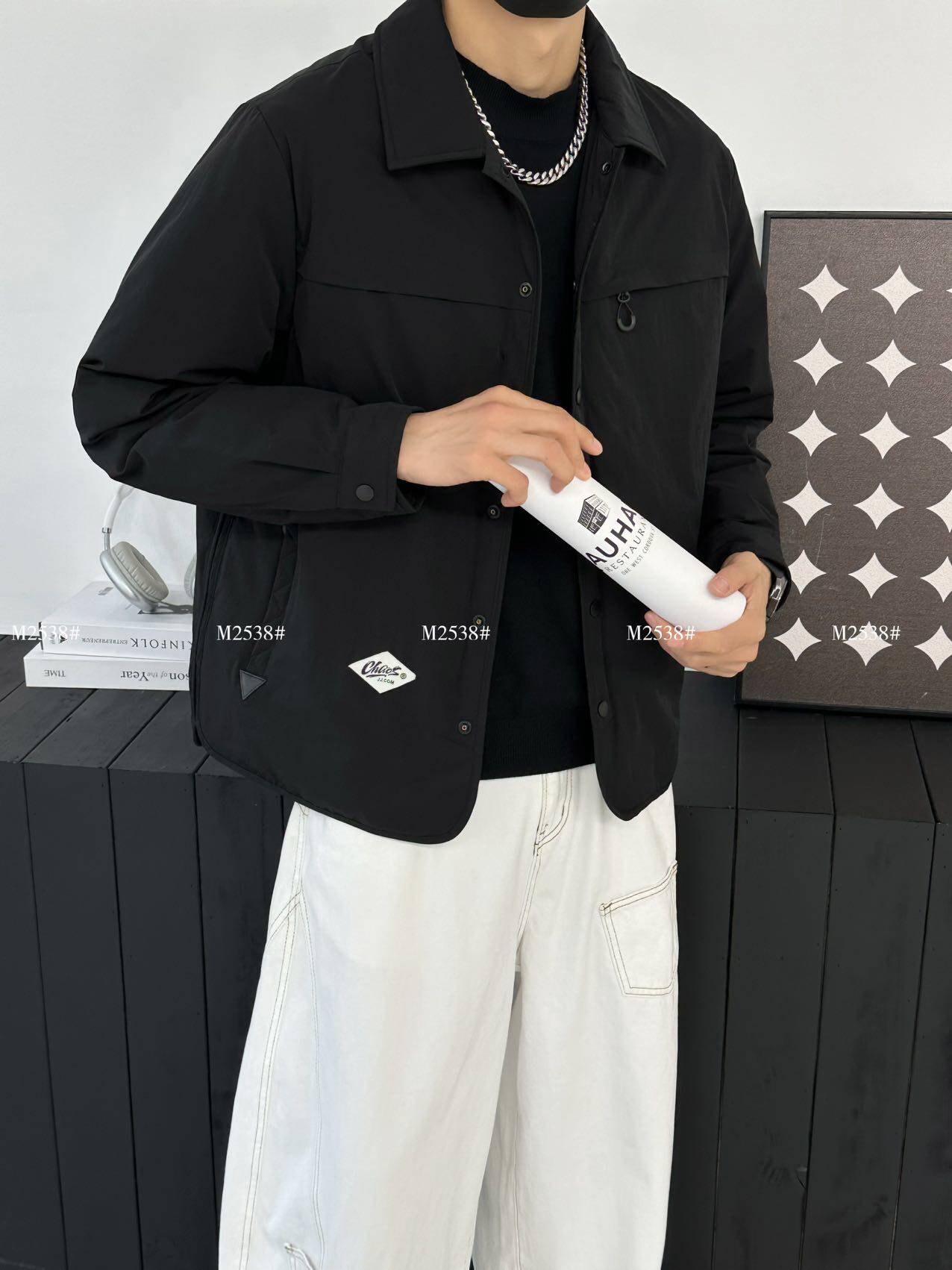 实体男士翻领羽绒服夹克2025秋冬季潮流微宽松工装休闲薄款外套男