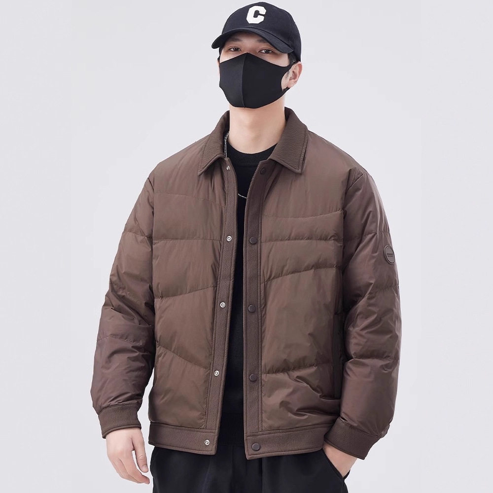 新款立领羽绒服男时尚潮男面包服50绒加厚羽绒服羽绒袄学院风保暖
