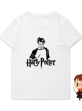 哈利波特周边t恤魔法学院男女夏圆领打底衫情侣哈利波特头像半袖
