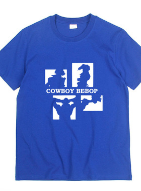 cowboy bebop 星际牛仔JAZZ音乐插画复古男女动漫y圆领u纯棉T恤
