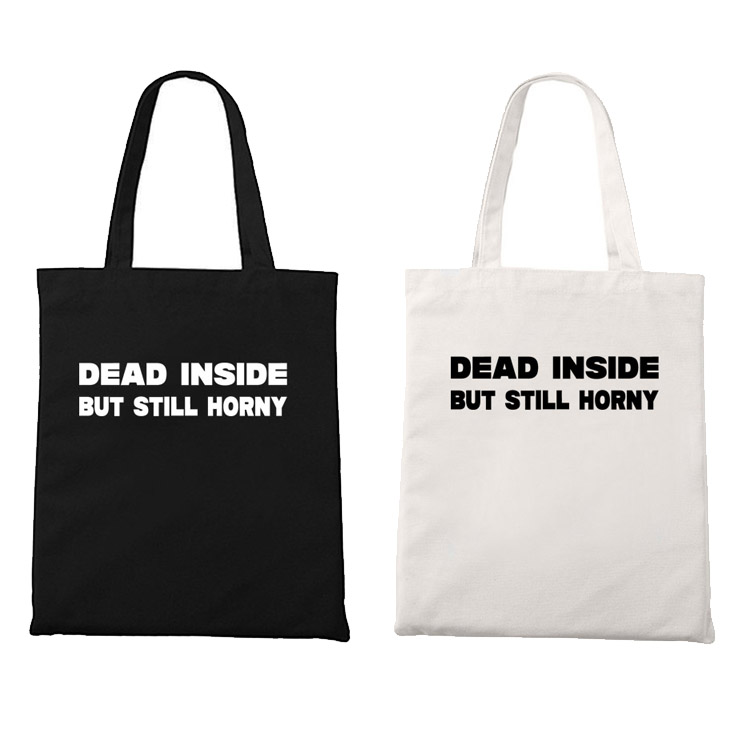 dead inside but still horny拉链单肩帆布袋装书收纳环保托特包
