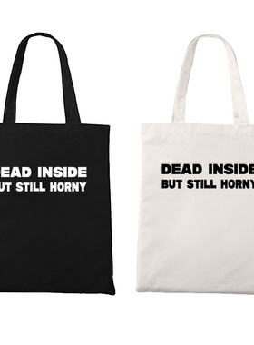 dead inside but still horny拉链单肩帆布袋装书收纳环保托特包