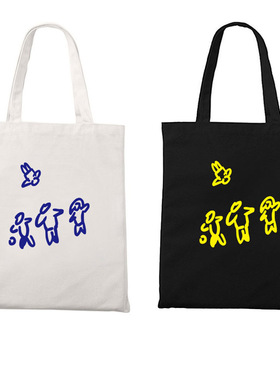 洪常秀 Sang soo Hong导演片头小人单肩托特包拉链帆布袋收纳包