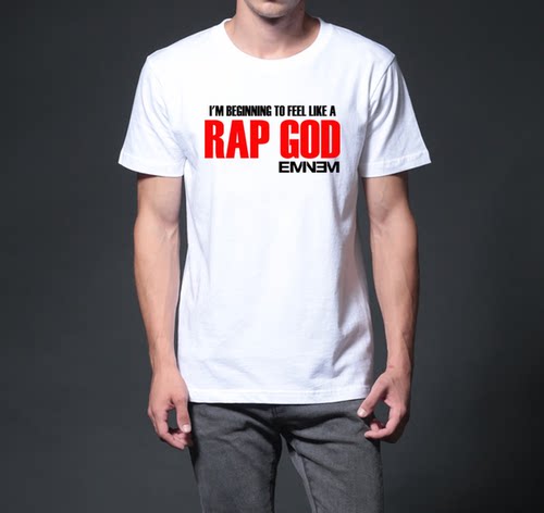 说唱天王艾米纳姆T恤 rap god T恤艾米纳姆eminem阿姆男女圆领T恤