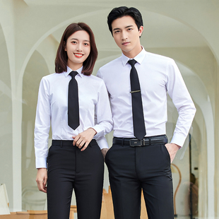 新款男女同款职业装男衬衫长袖女衬衣商务休闲OL通勤上班穿春秋装