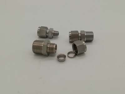 实物不锈钢304单双卡套直通终端公制外丝金属管接头6/8/1分/2分