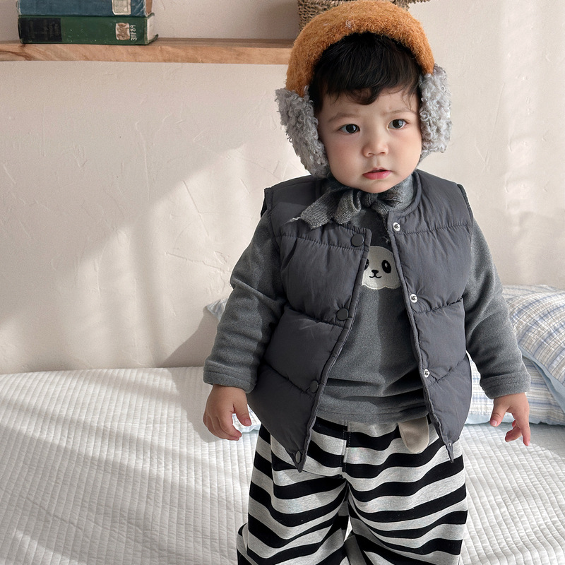 宝宝羽绒马甲套装冬季保暖加厚背心1—3岁婴幼儿百搭打底衫两件套