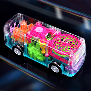齿轮巴士灯光鱼透明坦克火车飞机震动枪儿童概念车型男孩交通玩具