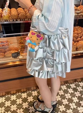 casselini日系小众设计褶皱裙摆包单肩托特包包女大容量通勤百搭