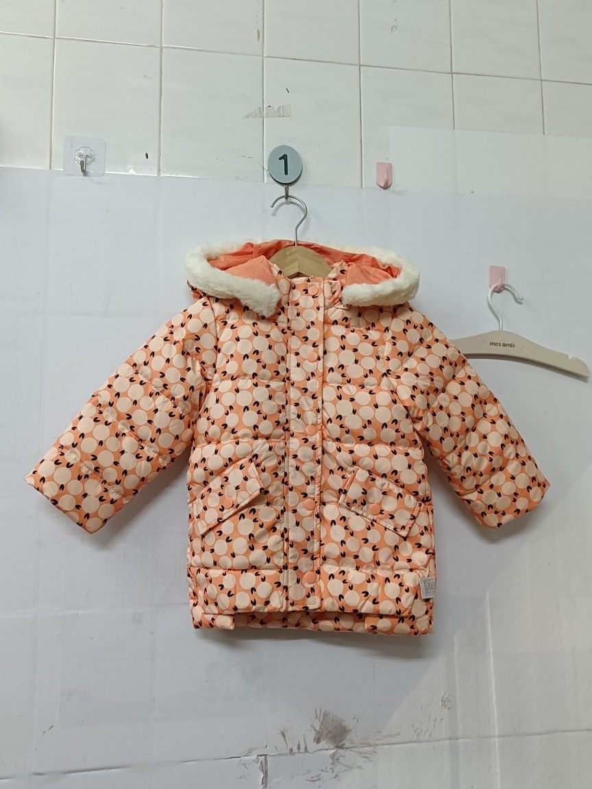宝贝巴迪小女童羽绒服冬季厚款长款连帽90白鸭绒80.90码