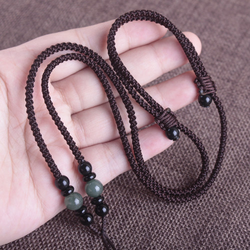 手工编织项链DIY和田玉油青翡翠