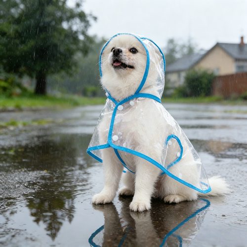 狗狗雨衣防水防雨斗篷护肚泰迪比熊中小型犬透明雨披反光遛狗雨天