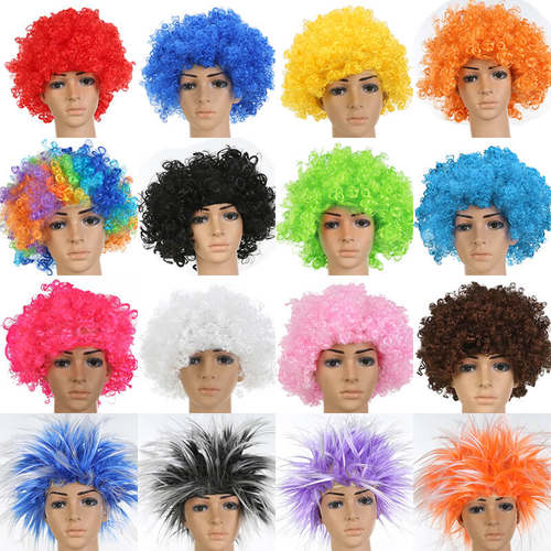 儿童成人cos杀马特化妆舞会彩色爆炸头头套搞笑婚庆聚会假发道具
