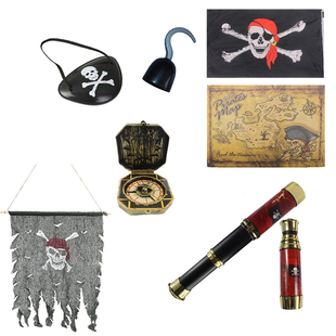 六一儿童节儿童海盗望远镜伸缩单筒舞台剧海盗表演道具假发帽子头