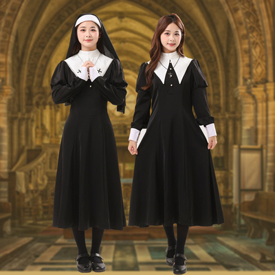 修女裙子迪士尼在逃公主jk制服万圣节服饰穿搭cos暗黑连衣裙女装