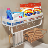 阳台洗衣池洗衣机置物架免打孔壁挂式 白色卧室不锈钢家用收纳架子