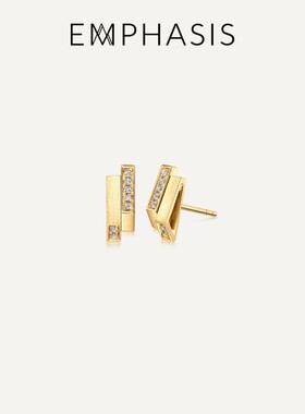 EMPHASIS艾斐诗「冠」系列黄18K金镶嵌钻石耳钉93433E