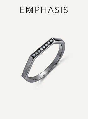 EMPHASIS艾斐诗「冠」系列18K黑金枪色型格钻石戒指90603R