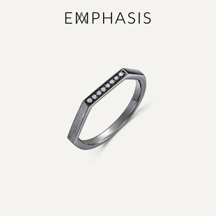 EMPHASIS艾斐诗「冠」系列18K黑金枪色型格钻石戒指90603R