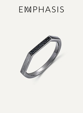 EMPHASIS/艾斐诗M「冠」系列18K黑色黄金黑钻戒指