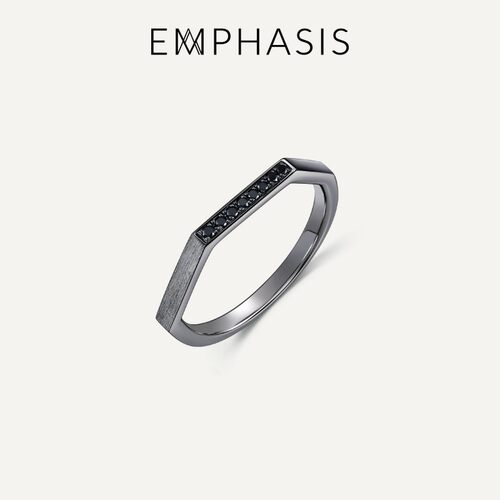 EMPHASIS/艾斐诗M「冠」系列18K黑色黄金黑钻戒指