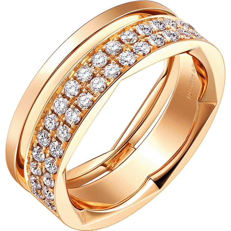 「恒」系列玫瑰金群镶钻戒