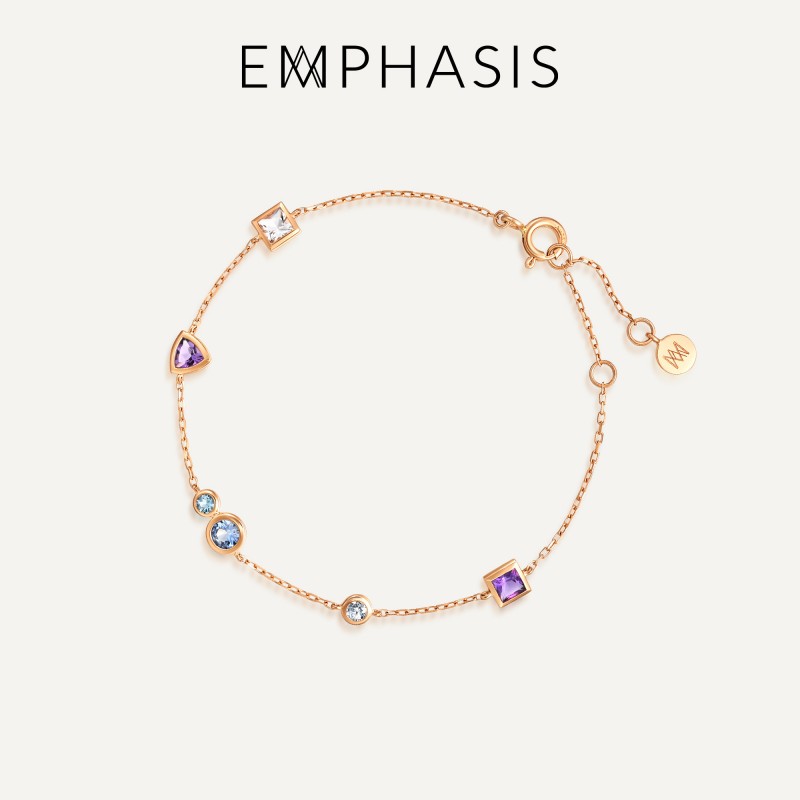 「形」系列18K玫瑰金蓝宝石手链