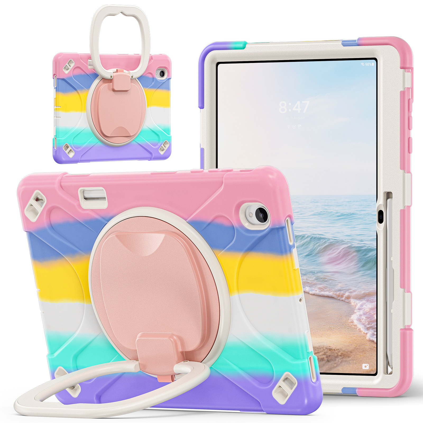 丽真硅胶套适用于三星Galaxy Tab S12 Plus保护外壳12.4英寸平板全包SM-X840旋转支架防摔X846N背带横竖支撑