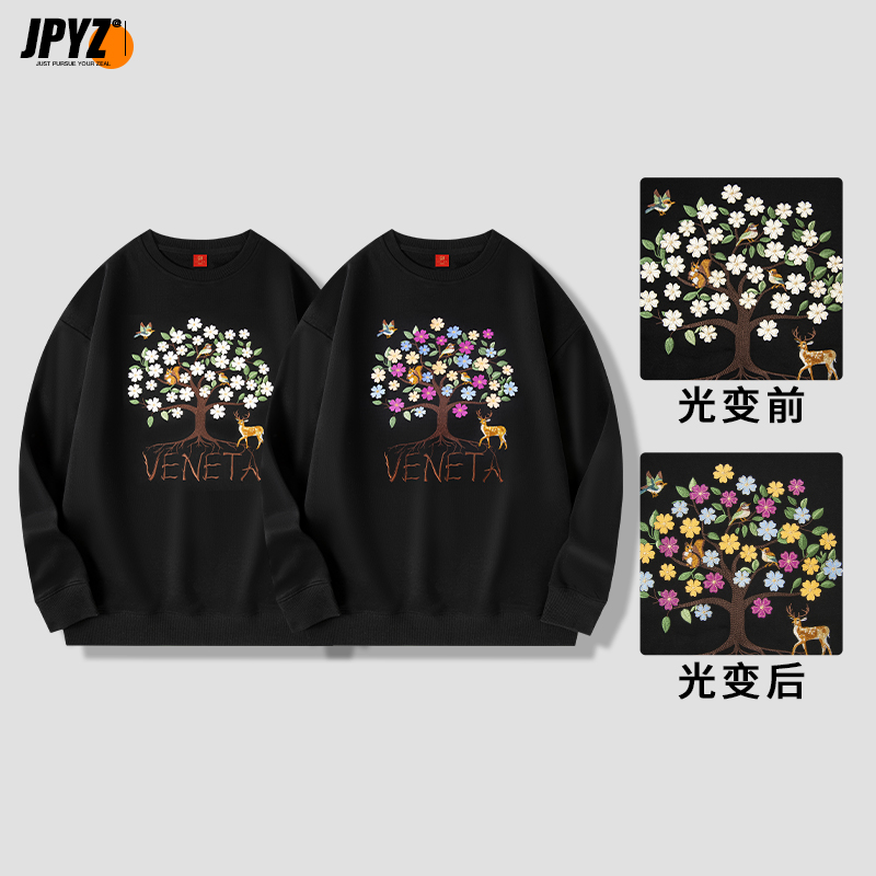 男女同款光变圆领卫衣刺绣中国风