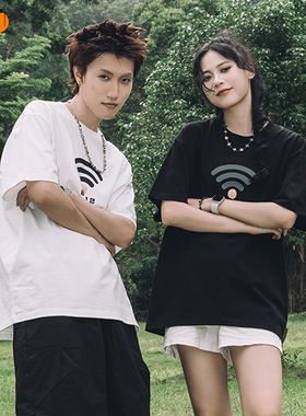 【心动的信号】JPYZ国潮蹴鞠印花短袖T恤纯棉宽松情侣潮牌-J2406