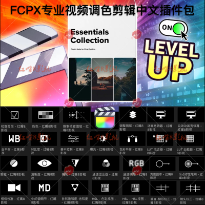 FCPX专业视频调色剪辑色相饱和度白平衡色彩校正HSL中/英文插件包