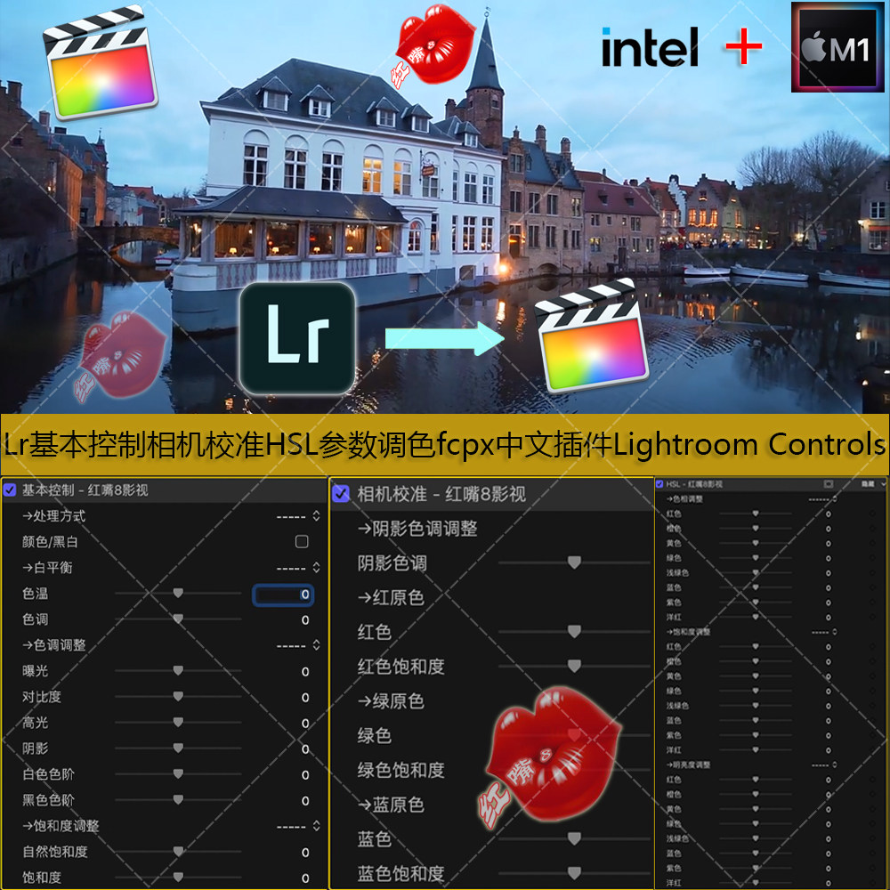 fcpx中文插件 Lr基本控制相机校准HSL参数调色Lightroom Controls