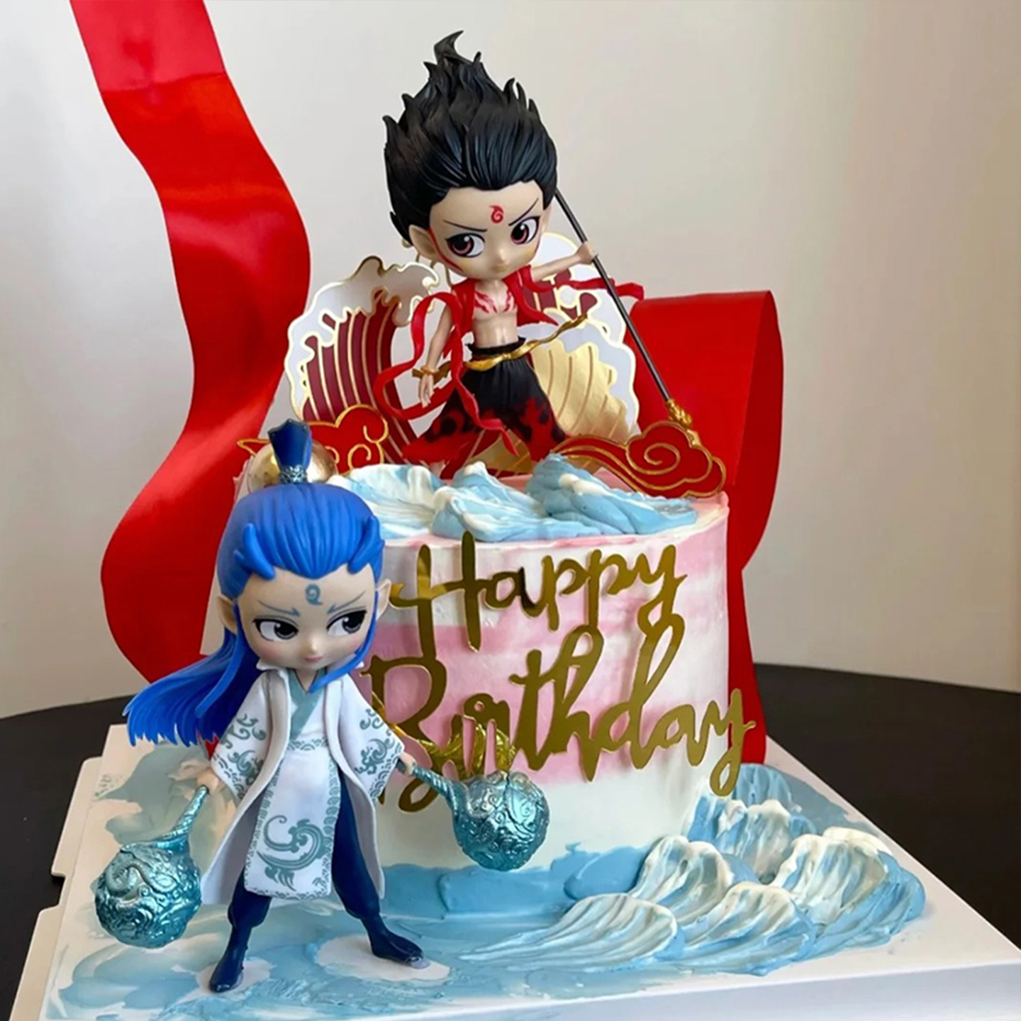 网红哪吒敖丙主题蛋糕装饰