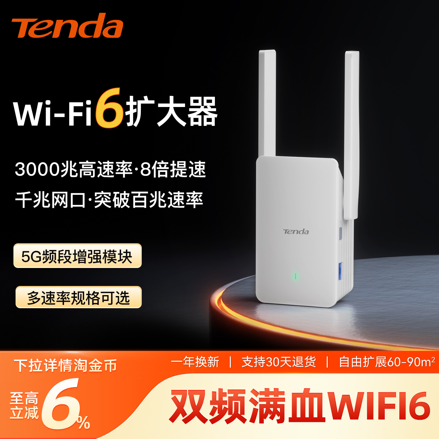 [双频WiFi6]腾达3000M扩大器5G