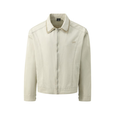 DUAMIN复古水洗夹克翻领拼接