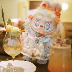 拉布布娃衣38厘米大娃彩虹梦幻蝴蝶结公主裙labubu可穿娃衣连衣裙