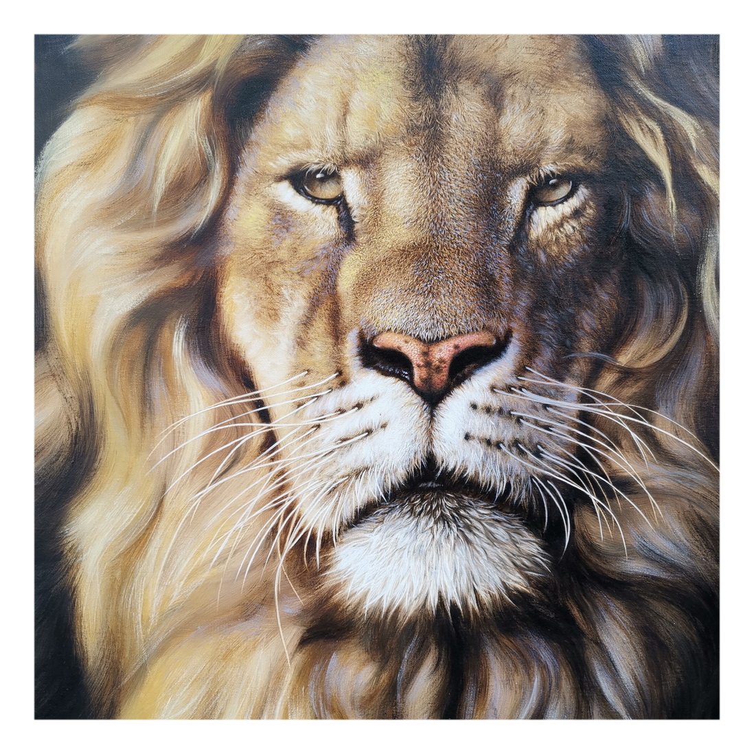 写实风油画原稿写实动物画客厅画朝鲜画许恩赫《狮子王》