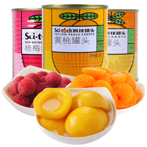 科技黄桃橘子罐头混合312克*6罐