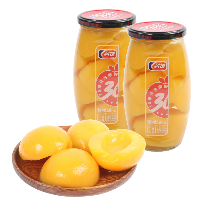科技罐头黄桃罐头800克*2瓶