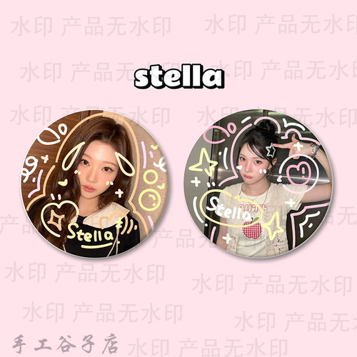 金多绚STELLA谷子吧唧涂鸦手工原创马铁口徽章2个套装礼物痛包周