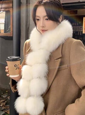 高级感仿狐狸毛围巾女冬季韩版秋冬轻奢披肩皮草毛绒围脖新款磁吸