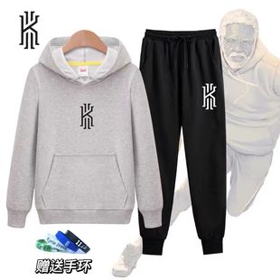秋冬季德鲁大叔同款潮流欧文休闲加绒篮球运动套装卫衣男纯棉连帽