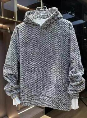 连帽休闲香风男士T恤牌2025上衣小修身男网卫衣套头红潮春季长袖