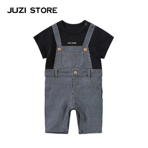 JUZI STORE连体衣童装针织牛仔条纹假两件婴儿连体服中性1023533 - 封面