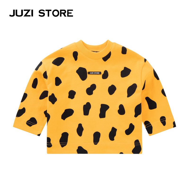JUZI STORE童装粗针豹纹印花上装长袖T恤中性男童女童1025004,童装/婴儿装/亲子装,T恤,淘宝优惠券,粉丝福利购,淘宝优惠卷