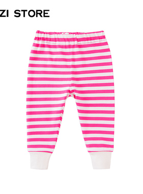 JUZI STORE童装纯棉长裤细腻粗针撞色下装打底裤男童女童1930423