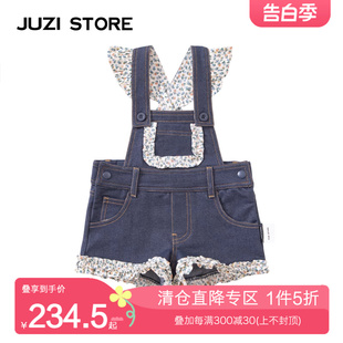 饰短裤 JUZI 针织牛仔度假Style碎花装 女童1920721 STORE童装 背带裤