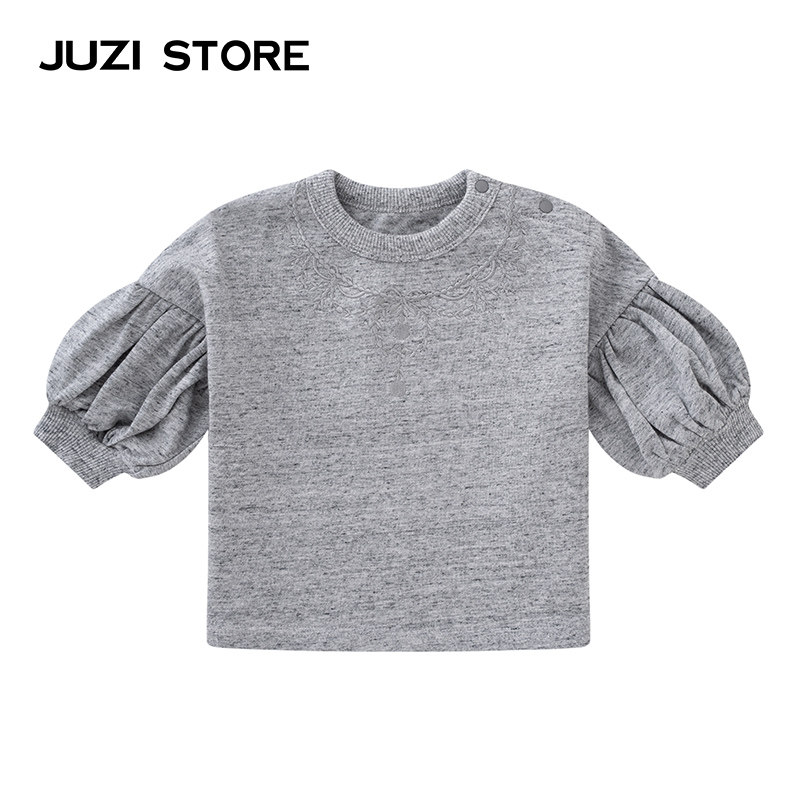 JUZI STORE童装中袖T恤古董流苏项链绣花上装套头衫女童1