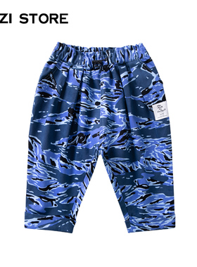 JUZI STORE童装春梭织迷彩印花工装下装长裤中性男女童1010008
